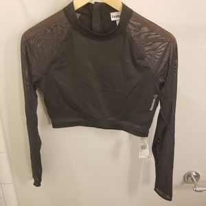 Reebok Long Sleeve Crop with Mesh Sleeves + Hem